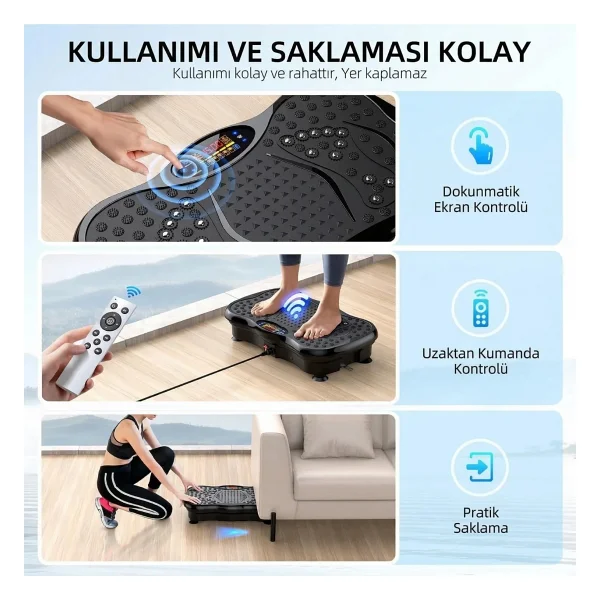 Fastgo Bluetooth'lu Titreşimli Egzersiz Aleti Tüm Vücut Egzersizi Karın Kol Bacak Ev Ofis Spor Aleti - Siyah - Görsel 6