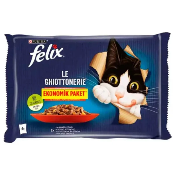 Felix Sığır Etli ve Tavuklu 4x85 gr Yetişkin Kedi Yaş Maması - Görsel 2