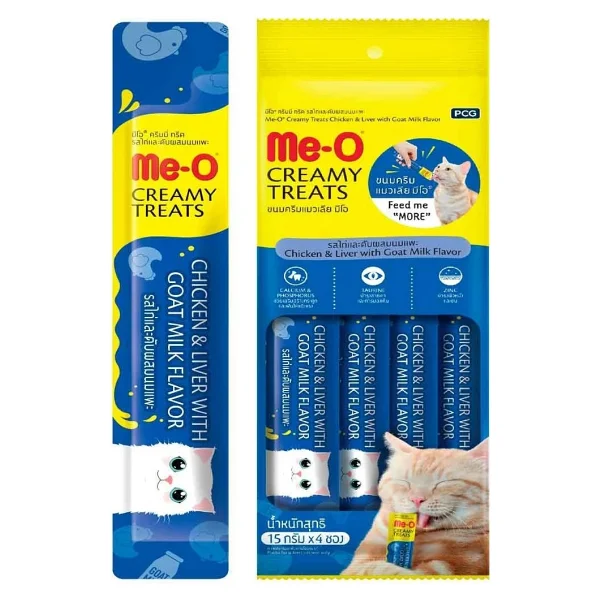 Me-O Creamy Treats Tavuklu Ciğerli ve Keçi Sütlü 4x15 gr Sıvı Kedi Ödül Maması - Görsel 7