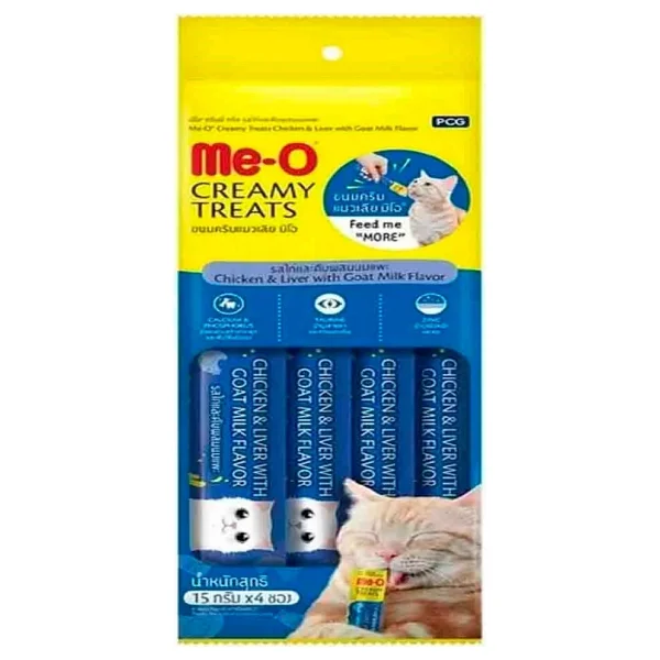 Me-O Creamy Treats Tavuklu Ciğerli ve Keçi Sütlü 4x15 gr Sıvı Kedi Ödül Maması - Görsel 8