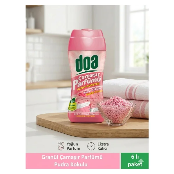 Doa Granül Çamaşır Parfümü & Çamaşır Yumuşatıcı Pudra Kokulu 6 X 210 Gr - Görsel 6