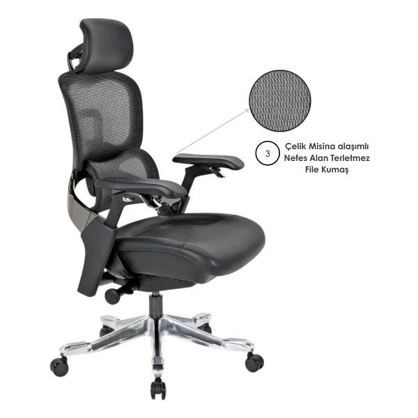 Casella Palma Fileli Yönetici Koltuğu Ofis Koltuğu Ergonomik, Şık Ve Fonksiyonel - Görsel 3