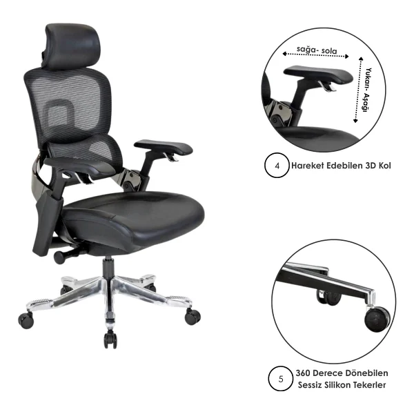 Casella Palma Fileli Yönetici Koltuğu Ofis Koltuğu Ergonomik, Şık Ve Fonksiyonel - Görsel 4