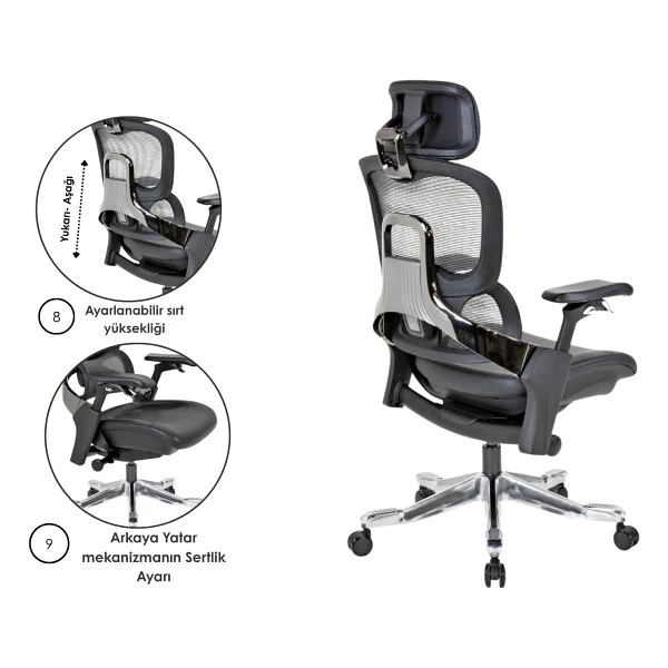 Casella Palma Fileli Yönetici Koltuğu Ofis Koltuğu Ergonomik, Şık Ve Fonksiyonel - Görsel 6