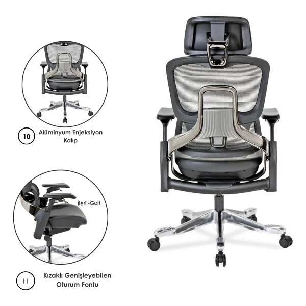 Casella Palma Fileli Yönetici Koltuğu Ofis Koltuğu Ergonomik, Şık Ve Fonksiyonel - Görsel 7