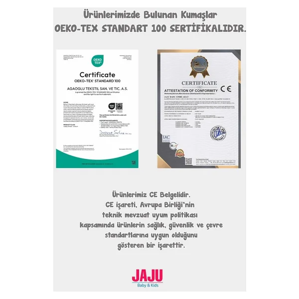 Jaju Baby Gri Pike Kumaş Kombinli Tasarım Açılır - Kapanır Oyun Minderi Bebek Yuvası - Görsel 2