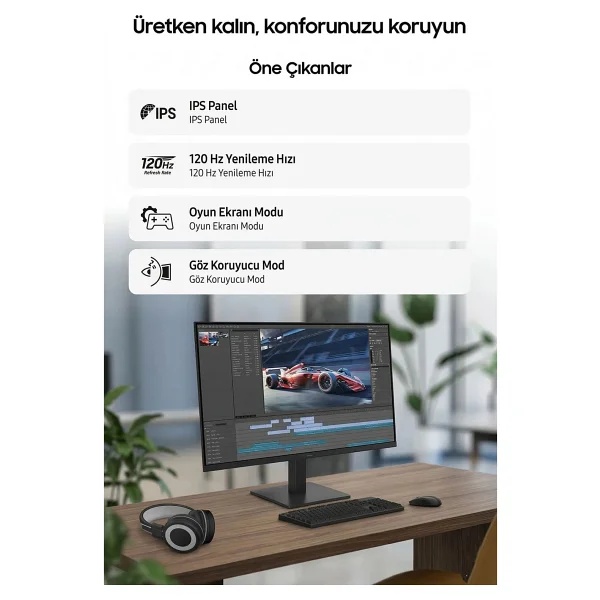 Samsung Essential S3 S32GF LS24F320GAUXUF 24" 5 ms Full HD IPS 120 Hz Monitör - Görsel 3
