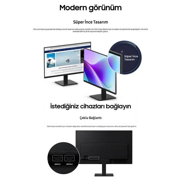 Samsung Essential S3 S32GF LS24F320GAUXUF 24" 5 ms Full HD IPS 120 Hz Monitör - Görsel 7