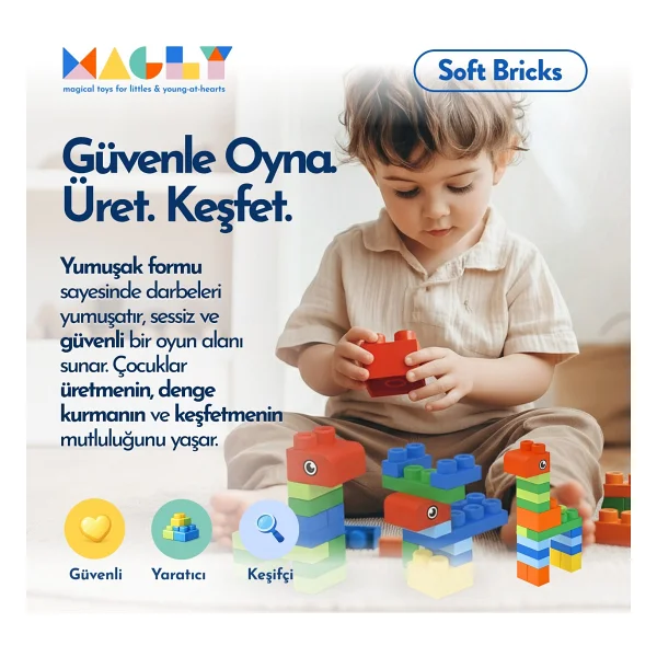 Magly Soft Bricks 42 Parça Yumuşak Blok Oyuncak - Görsel 2
