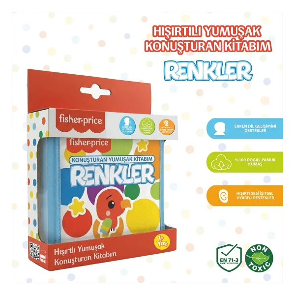 Fisher-Price Konuşturan Bebek Kitabı Hışırtılı Sesli, Duyusal, Zeka Gelişim 0-3 Yaş Kitap Eğitim Seti (Renkler) - sayılar - Mavi - Görsel 10