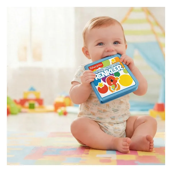 Fisher-Price Konuşturan Bebek Kitabı Hışırtılı Sesli, Duyusal, Zeka Gelişim 0-3 Yaş Kitap Eğitim Seti (Renkler) - sayılar - Mavi - Görsel 5