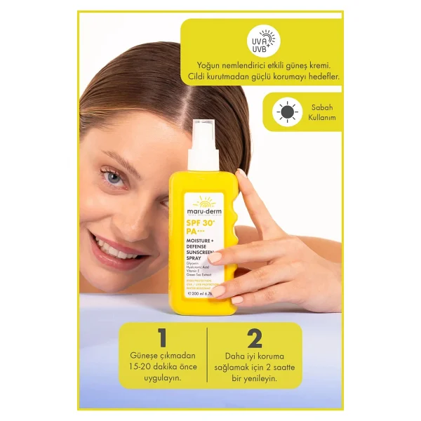 Maru.Derm Nemlendirici ve Koruyucu 200 ml 30 Faktör Sprey Güneş Kremi - Görsel 6