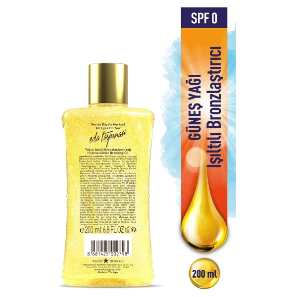 Eda Taşpınar 200 ml Yoğun Işıltılı Bronzlaştırıcı Yağ Suya Dayanıklı Bronzluk Sağlar - Görsel 2