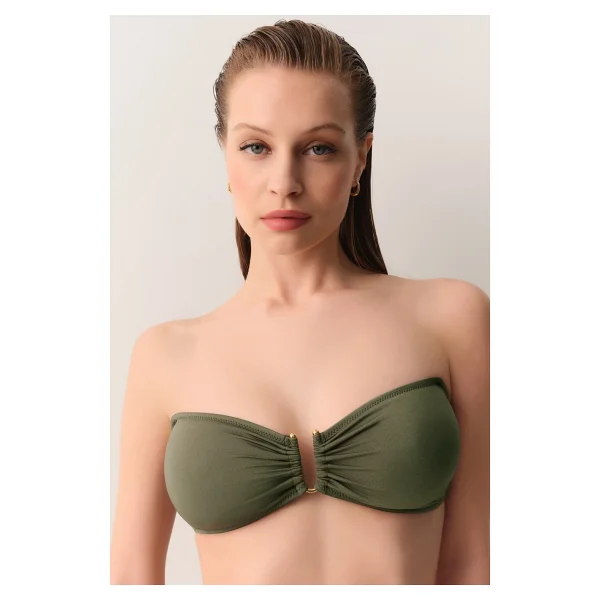 Suwen Metal Aksesuarlı Straplez Bikini Üst - Görsel 6