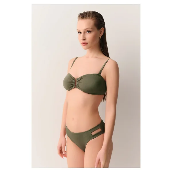 Suwen Metal Aksesuarlı Straplez Bikini Üst - Görsel 3