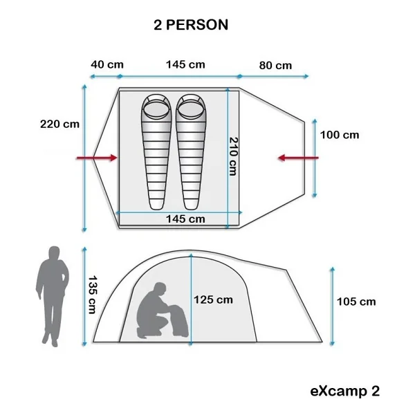 Evolite 2 Kişilik Kamp Seti 1 Adet Çadır 2 Adet -18 Uyku Tulumu 2 Adet Şişme Mat - Görsel 6