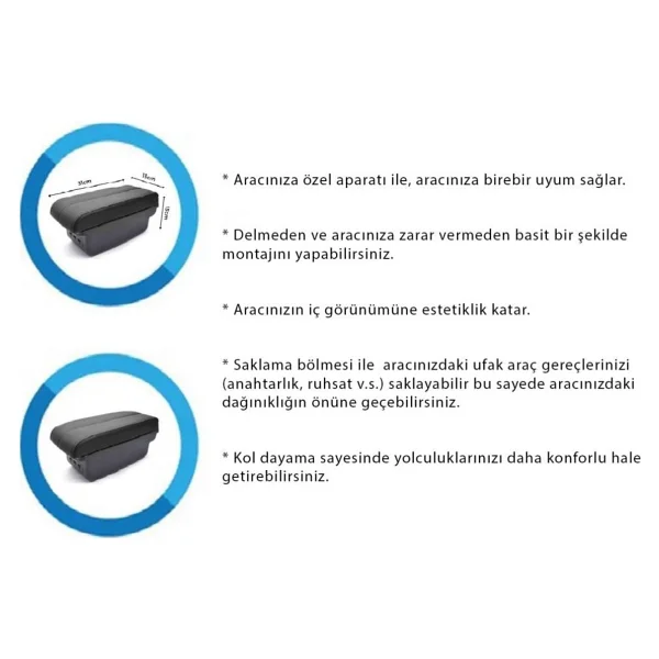 Techmaster Kol Dayama Kolçak 2009-2014 Ford Fiesta İçin Delmesiz Vidasız Kolçak Siyah Renk - Görsel 7