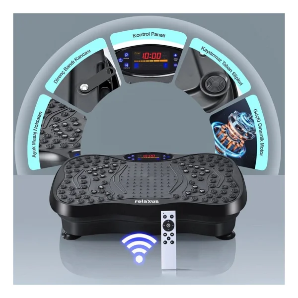 Yüksek Titreşimli Egzersiz Platformu Bluetooth Masaj Aleti Ev Fitness Cihazı Direnç Lastiği Hediye - Görsel 6