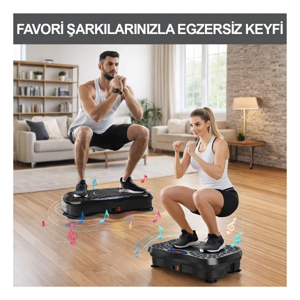 Yüksek Titreşimli Egzersiz Platformu Bluetooth Masaj Aleti Ev Fitness Cihazı Direnç Lastiği Hediye - Görsel 10