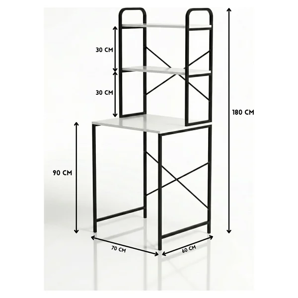 GOLDFALEZ Çamaşır Makinesi Dolabı 2 Katlı Geniş Depolama Raf Ünitesi Metal Banyo Organizer Standı 260Siyah - Görsel 5