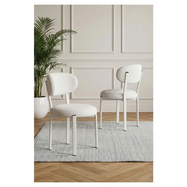 Deren Home Pufy Serisi 80X130 Açılabilir Masa +4 Adet Silinebilir Sandalye Masa Takımı - Krem - Görsel 2