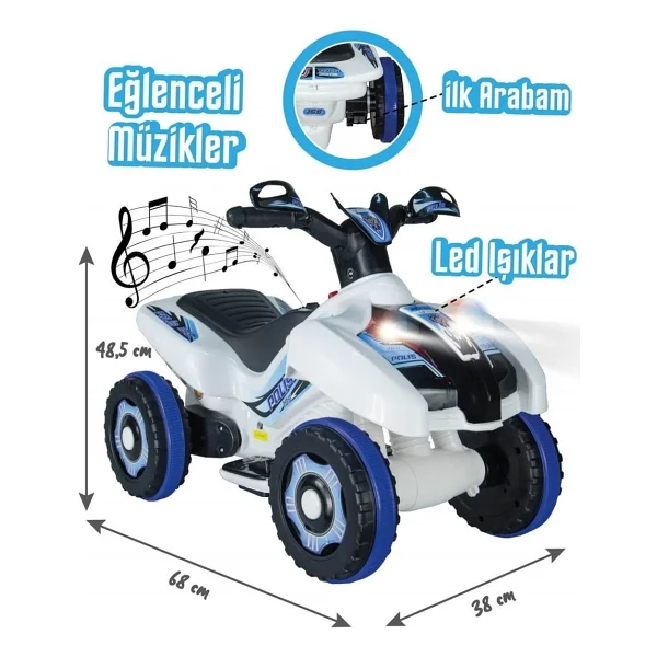UJ Toys Ranger Beyaz Polis 6 V Akülü ATV - Görsel 8