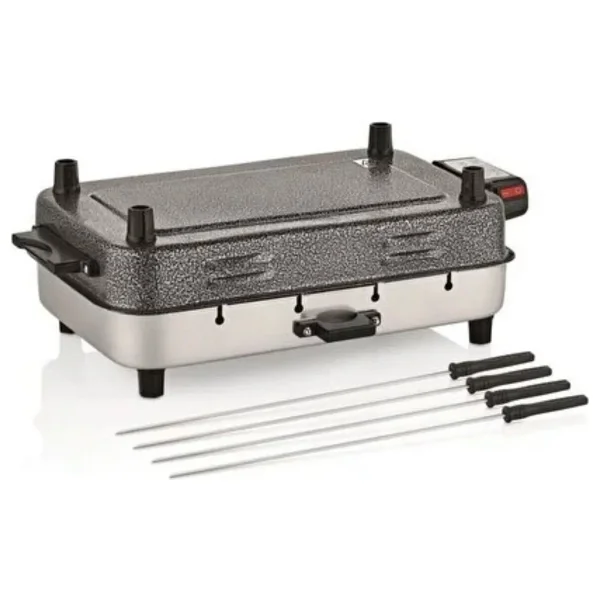 Taner Mega Boy Elektrikli Izgara Mangal Barbekü 1100W Kokusuz Gri 40X11X25 cm Tüp Rezistanslı - Görsel 4