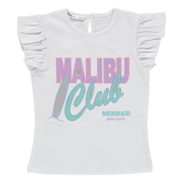 Civil Girls Malibu Baskılı Şortlu 2-5 Yaş Takım - Kırık Beyaz - Görsel 3