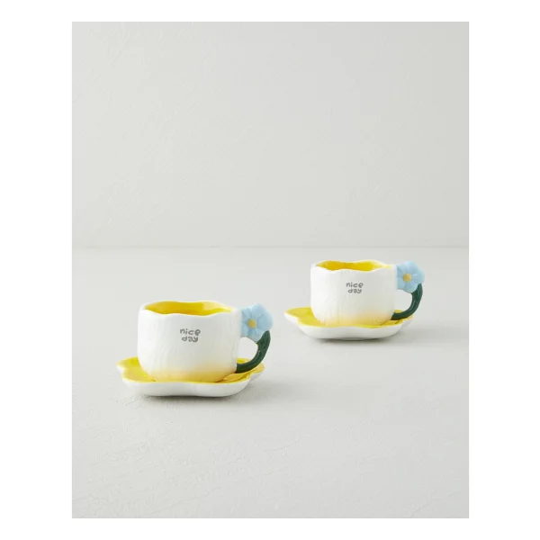 English Home Daylora Dolomite 4 Parça 2 Kişilik Kahve Fincan Takımı 100 ml Sarı - Mavi - Görsel 2