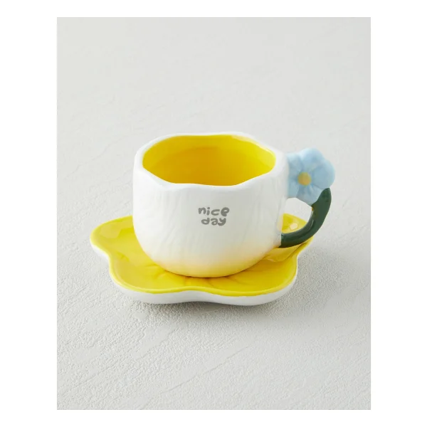 English Home Daylora Dolomite 4 Parça 2 Kişilik Kahve Fincan Takımı 100 ml Sarı - Mavi - Görsel 3