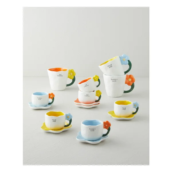 English Home Daylora Dolomite 4 Parça 2 Kişilik Kahve Fincan Takımı 100 ml Sarı - Mavi - Görsel 5