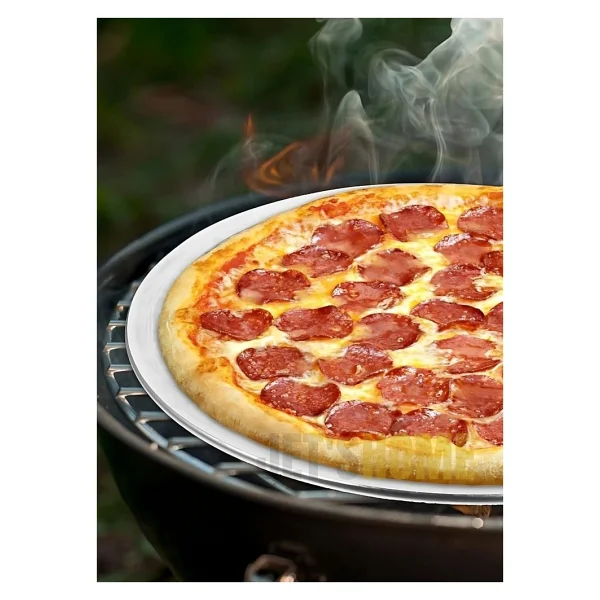 Jet's Home 2li Set Pizza Tepsisi Alüminyum Pizza Teli Lahmacun Tepsisi 28 cm - Gri - Görsel 2