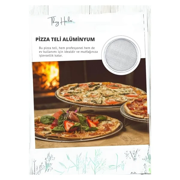 Jet's Home 2li Set Pizza Tepsisi Alüminyum Pizza Teli Lahmacun Tepsisi 28 cm - Gri - Görsel 3