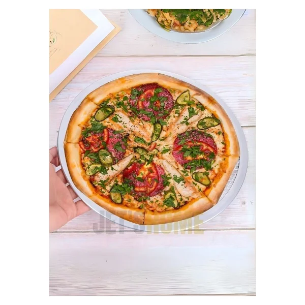 Jet's Home 2li Set Pizza Tepsisi Alüminyum Pizza Teli Lahmacun Tepsisi 28 cm - Gri - Görsel 4