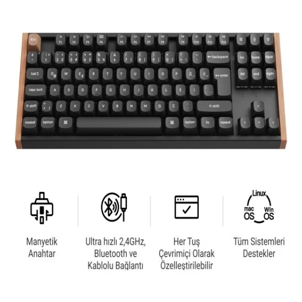 Keychron K8 HE Special Edition RGB TKL Magnetic Nebula Switch Kablolu/Kablosuz Mekanik Oyuncu Klavyesi - Görsel 6