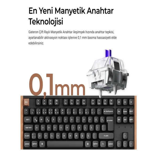 Keychron K8 HE Special Edition RGB TKL Magnetic Nebula Switch Kablolu/Kablosuz Mekanik Oyuncu Klavyesi - Görsel 3