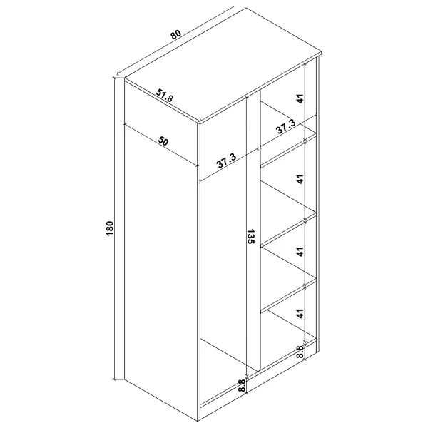 Midoser Kardelen 80 cm 2 Kapaklı Gardırop - Görsel 3