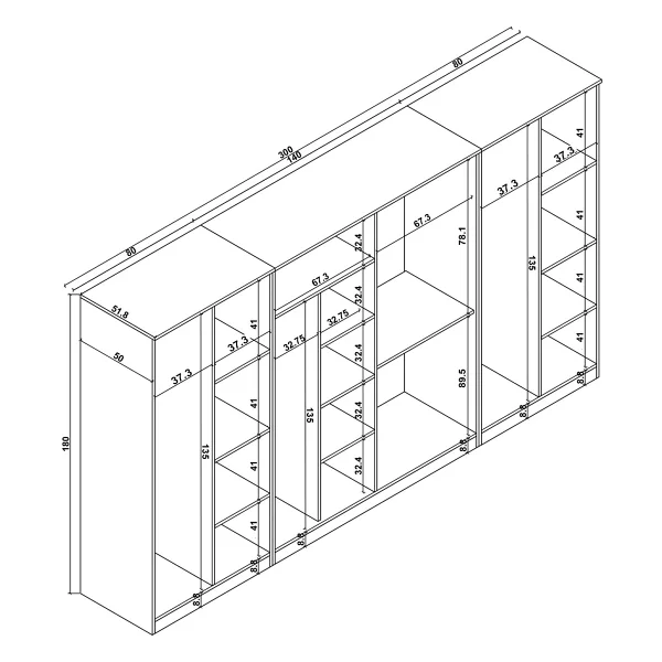 Midoser Kardelen 300 cm 8 Kapaklı Gardırop - Görsel 6