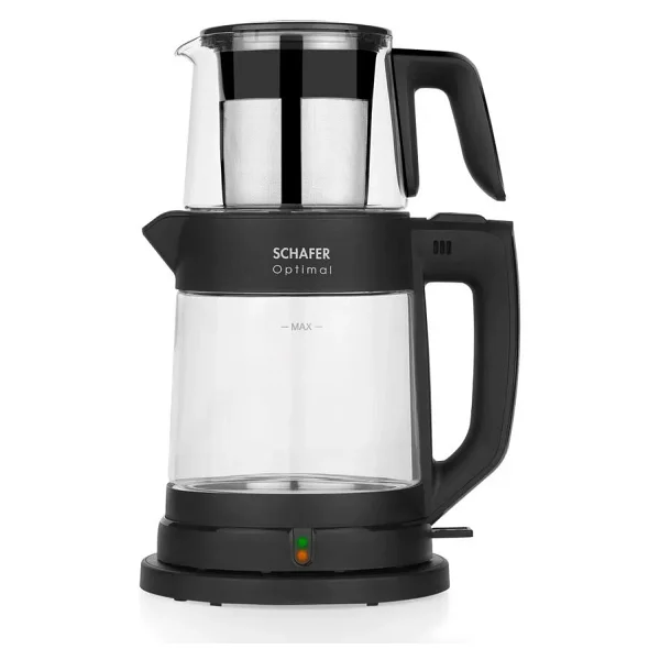 Schafer Optimal Siyah Cam Çay Makinesi 1 Litre Demlik Kapasitesi ve 1.8 Litre Su Isıtıcı - Görsel 3