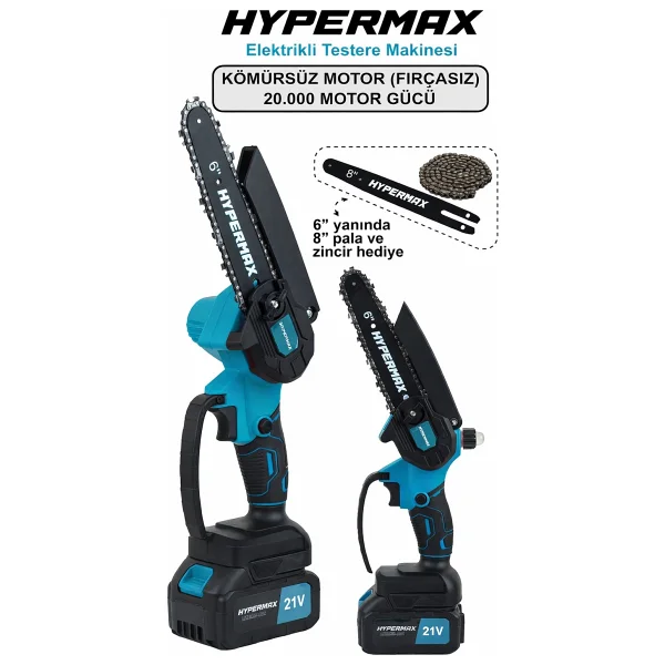 hypermax 2'li Set Kömürsüz Çelik Şanzıman Dal Budama Makası Ve Dal Budama Testeresi Çift Akülü 10 Pilli - Görsel 2