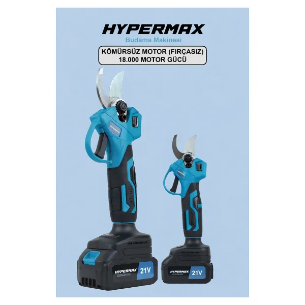 hypermax 2'li Set Kömürsüz Çelik Şanzıman Dal Budama Makası Ve Dal Budama Testeresi Çift Akülü 10 Pilli - Görsel 3