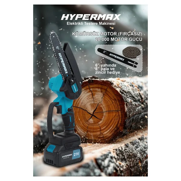 hypermax 2'li Set Kömürsüz Çelik Şanzıman Dal Budama Makası Ve Dal Budama Testeresi Çift Akülü 10 Pilli - Görsel 4