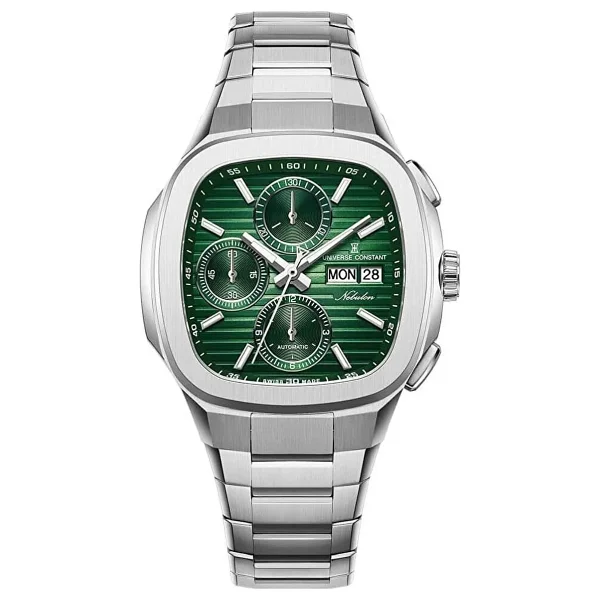 Universe Constant Nebulon Chrono UC7992 Gümüş-Yeşil Erkek Kol Saati - Görsel 6
