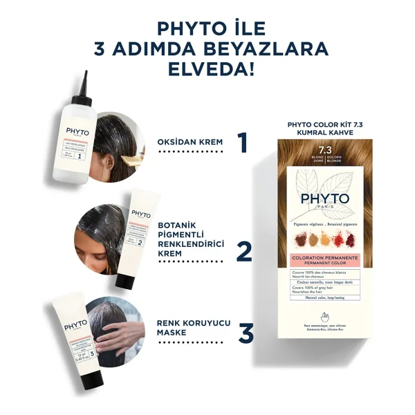 Phyto Color 7.3 Kumral Dore Amonyaksız Saç Boyası Bitkisel İçerik ile Canlı Renkler Sağlar - Görsel 6