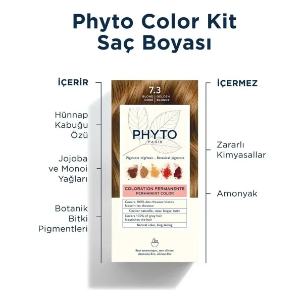 Phyto Color 7.3 Kumral Dore Amonyaksız Saç Boyası Bitkisel İçerik ile Canlı Renkler Sağlar - Görsel 9