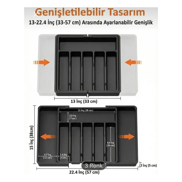 Mim Life Ayarlanabilir Kayar Kızaklı Çekmece Içi Kaşıklık Organizeri - Görsel 2