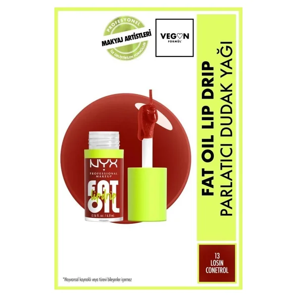 NYX Professional Makeup Fat Oil Lip Drip Parlatıcı Dudak Yağı - Livin' The Cream Parlak Bitişli 4.8 ml - Görsel 7