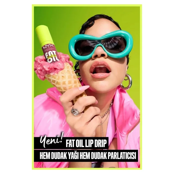 NYX Professional Makeup Fat Oil Lip Drip Parlatıcı Dudak Yağı - Livin' The Cream Parlak Bitişli 4.8 ml - Görsel 9