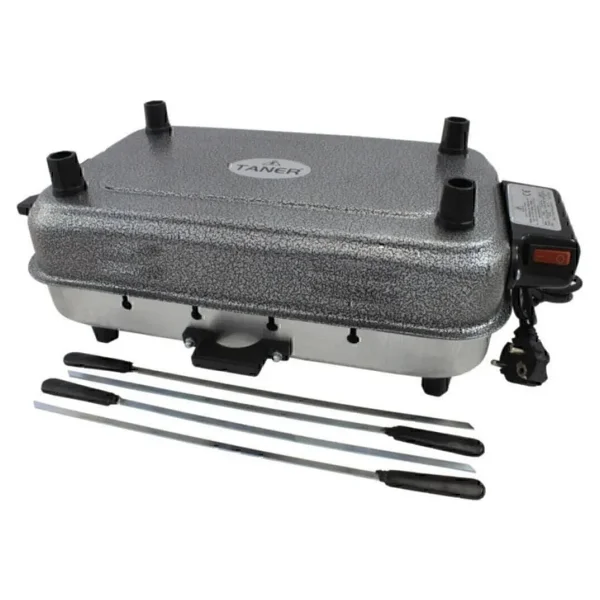 Taner Mega Boy Elektrikli Izgara Mangal Barbekü 1100W Kokusuz Gri 40X11X25 cm Tüp Rezistanslı - Görsel 6