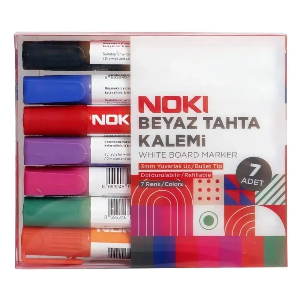 Noki 1664-P7 Yuvarlak Uçlu 7'li Beyaz Tahta Kalemi - Görsel 2